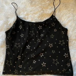 Black spaghetti strap top with gold stars